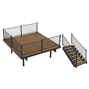 Infinity IS Freestanding 12 ft. x 12 ft. Oasis Palm Brown Composite Deck 7 Step Stair Kit with Steel Frame & Steel Rail