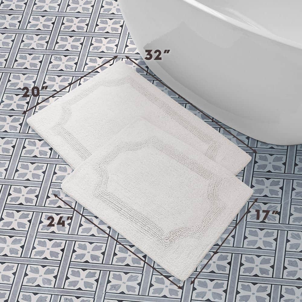 Ivory Reversible Cotton Bath Rug Set of 2