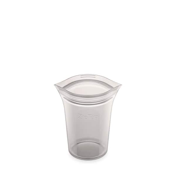Zip Top 8 oz. Gray Reusable Silicone Small Cup Zippered Storage Container
