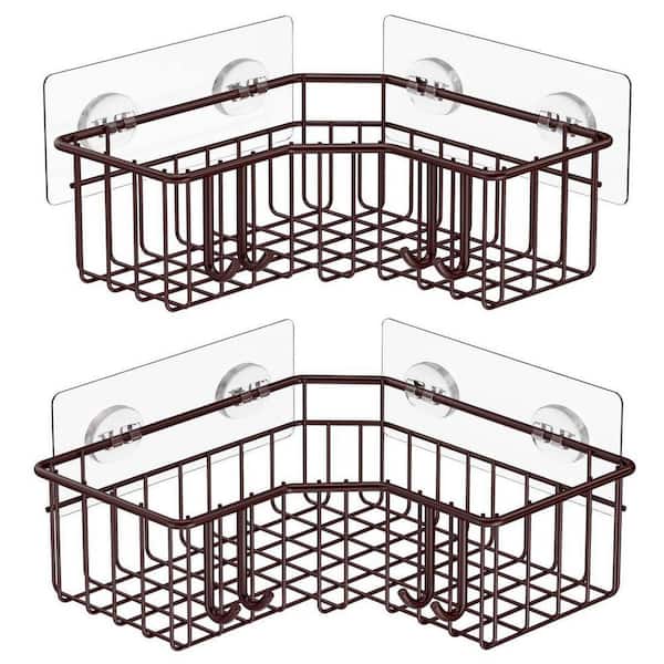 Dracelo 2-Pack Adhesive Stainless Steel Corner Shower Caddy Organizer Shelf  with 8 hooks B09NBFH36P - The Home Depot