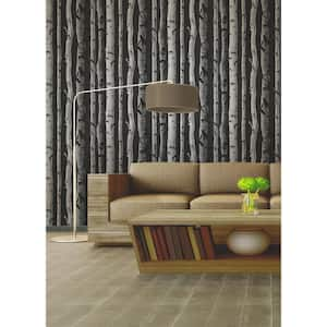 Distinctive Black Birch Tree Black Wallpaper Sample