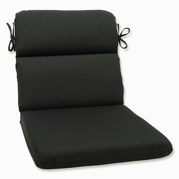 Pillow Perfect Solid Outdoor/Indoor 21 in W x 3 in H Deep Seat, 1-Piece Chair Cushion with Round Corners in Black Fortress