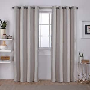 Vesta Sand Solid Woven Room Darkening Grommet Top Curtain, 52 in. W x 84 in. L (Set of 2)