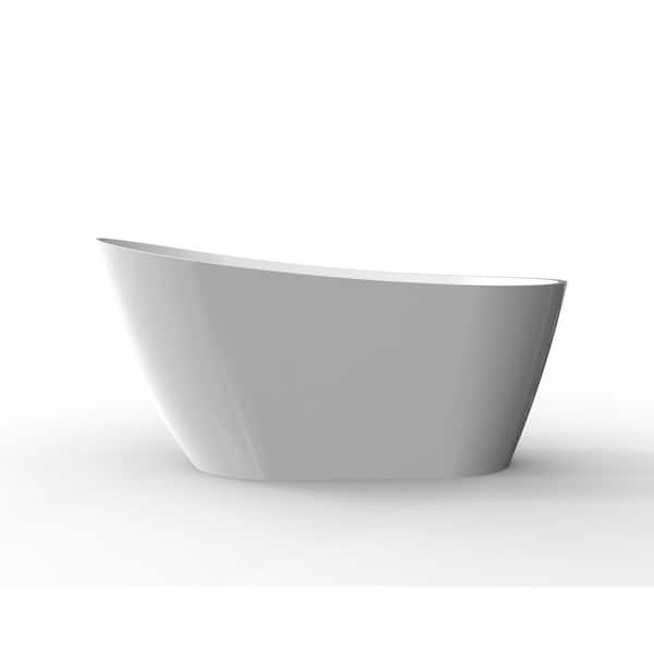 FORCLOVER 67 in. x 32 in. Acrylic Soaking Bathtub with Center Drain in Glossy White