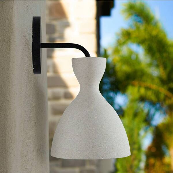 Golden Lighting - Aethera 7 in. White Sandstone Cement Outdoor Hardwired Wall Sconce with LED Bulbs Included