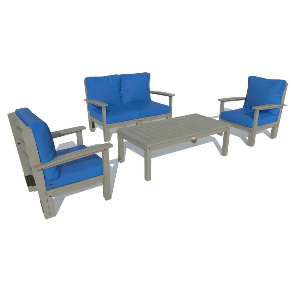 Highwood 4Piece Plastic Outdoor Loveseat, Set of Chairs and