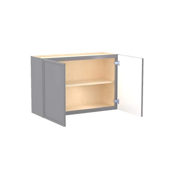 Home Decorators Collection Franklin 36 in. W x 12 in. D x 24 in. H Assembled Plywood Wall Bridge Kitchen Cabinet in Veiled Gray with Soft Close