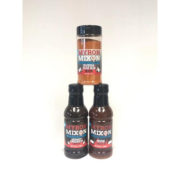 Myron Mixon Honey Smoked Sauce, Hog Sauce and Rubba Dub Rib Rub, Meat Lovers Trio for Chicken, Beef, Pork Rubs and Marinade