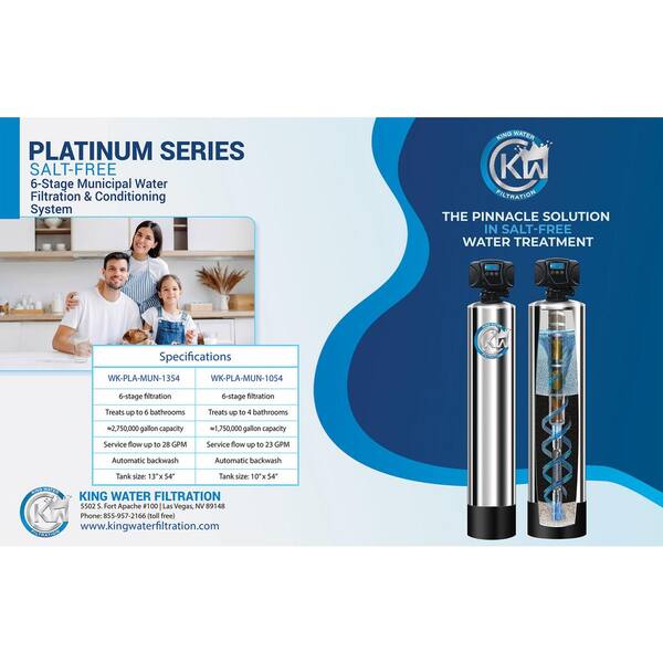 Wayde King Water Filtration Platinum Series 20 Gpm 6 Stage Municipal Water Filtration And Salt Free Conditioning System Treats Up To 4 Bathrooms Wk Pla Mun 1054 The Home Depot