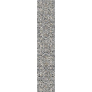 Nyle Charcoal 2 ft. x 12 ft. Distressed Transitional Runner Area Rug