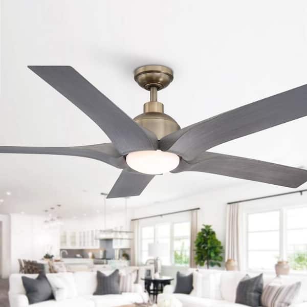 Parrot Uncle 56 in. Indoor Integrated LED Brushed Bronze DC Motor Ceiling Fan with Light and Remote Control