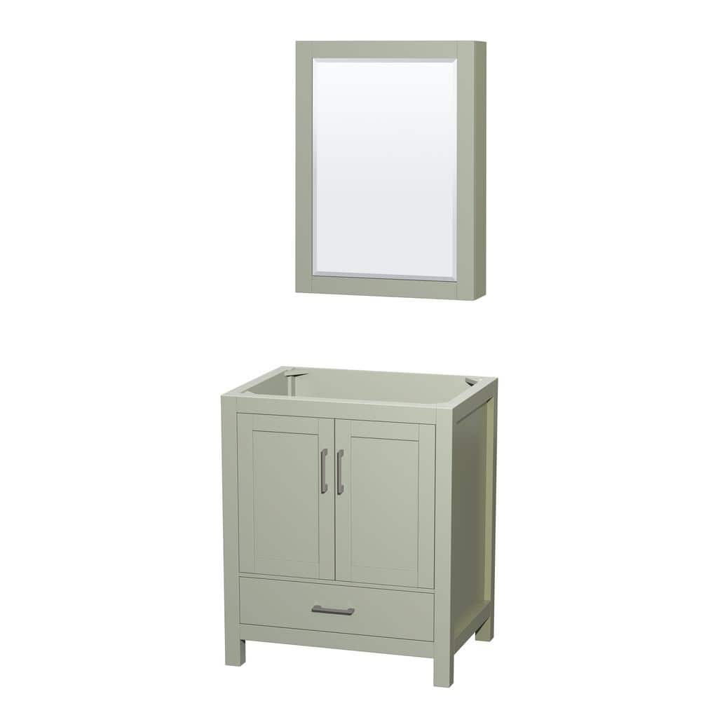 Sheffield 29 in. W x 21.75 in. D x 34.5 in. H Single Bath Vanity Cabinet without Top in Light Green with MC Mirror price history on PriceWatchPro