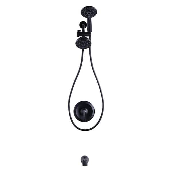 ARCORA Single Handle 7-Spray Tub and Shower Faucet 1.8 GPM High Pressure Pressure Shower Faucet in. Matte Black Valve Included