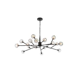 Timeless Home 48 in. 18-Light Black And Clear Pendant Light
