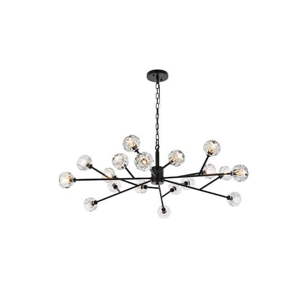 Unbranded Timeless Home 48 in. 18-Light Black And Clear Pendant Light
