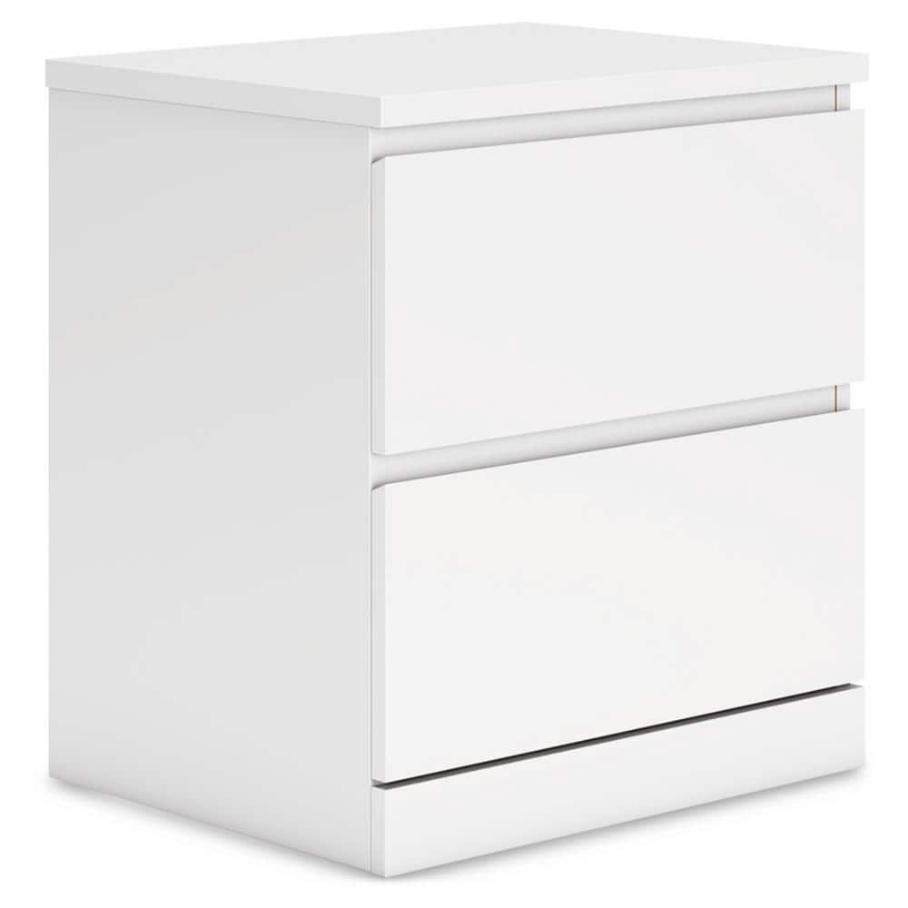 White Modern 2-Drawer Nightstand with Sleek Design