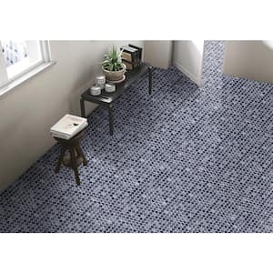 Monet Jewels Dark Gray 12 in. x 12 in. Penny Round Porcelain Glass Mosaic Decorative Artistic Tile (31.36 sq. ft./Case)