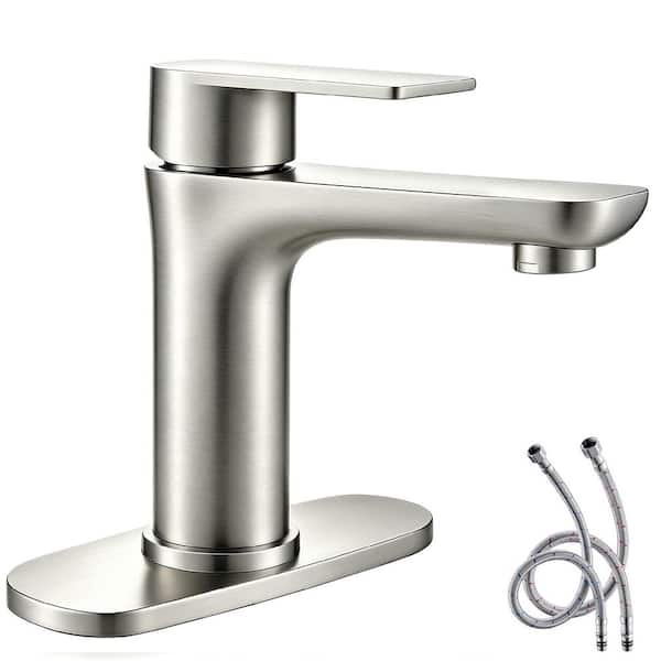 Basin Faucet Single Handle Single Hole Bathroom Faucet with Soft Water Flow in Brushed Nickel