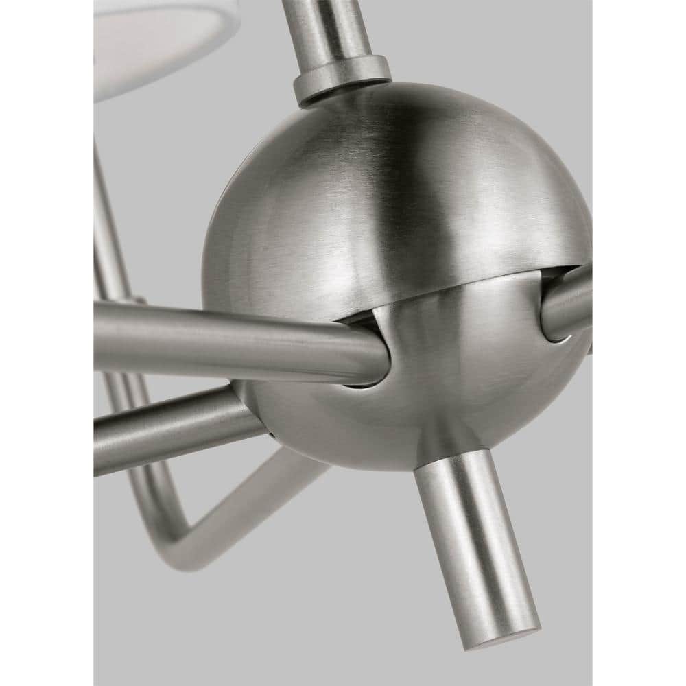 Brushed Nickel 5-Light Chandelier with White Drum Shades