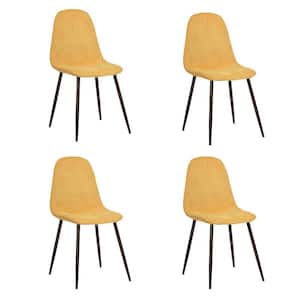 Fabric + Foam Upholstery Medieval living room Side Chair Wood legs Yellow Parsons Chair (Set of 4)