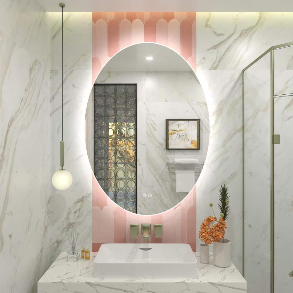 22 in. W x 30 in. H Oval Frameless Super Bright LED Backlighted Anti-Fog Wall Bathroom Vanity Mirror price history on PriceWatchPro