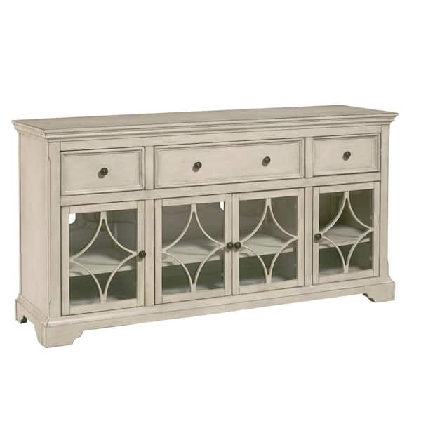 HMIDEA 4-Door 3-Drawer Cream Console Accent Storage Cabinet