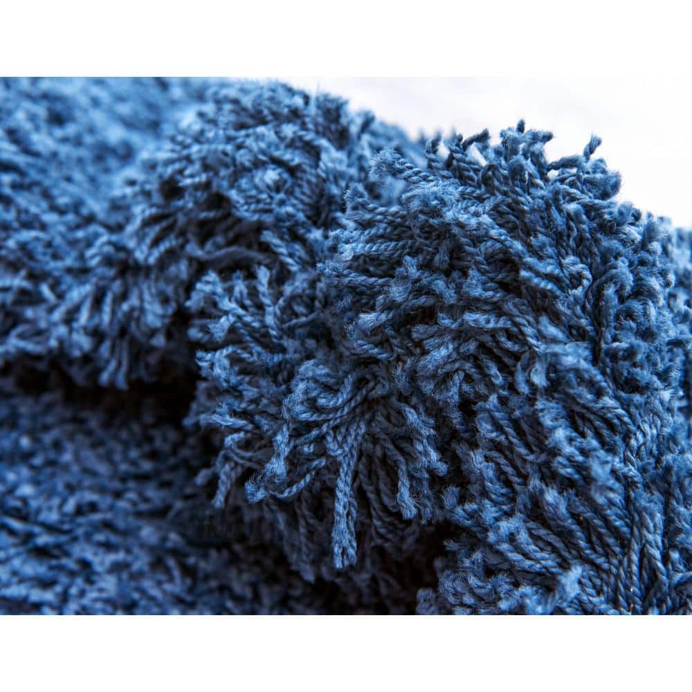 Navy Blue High Pile Shag Rectangular Area Rug