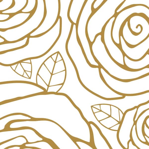 Unbranded Gold Roses Peel and Stick Vinyl Wallpaper