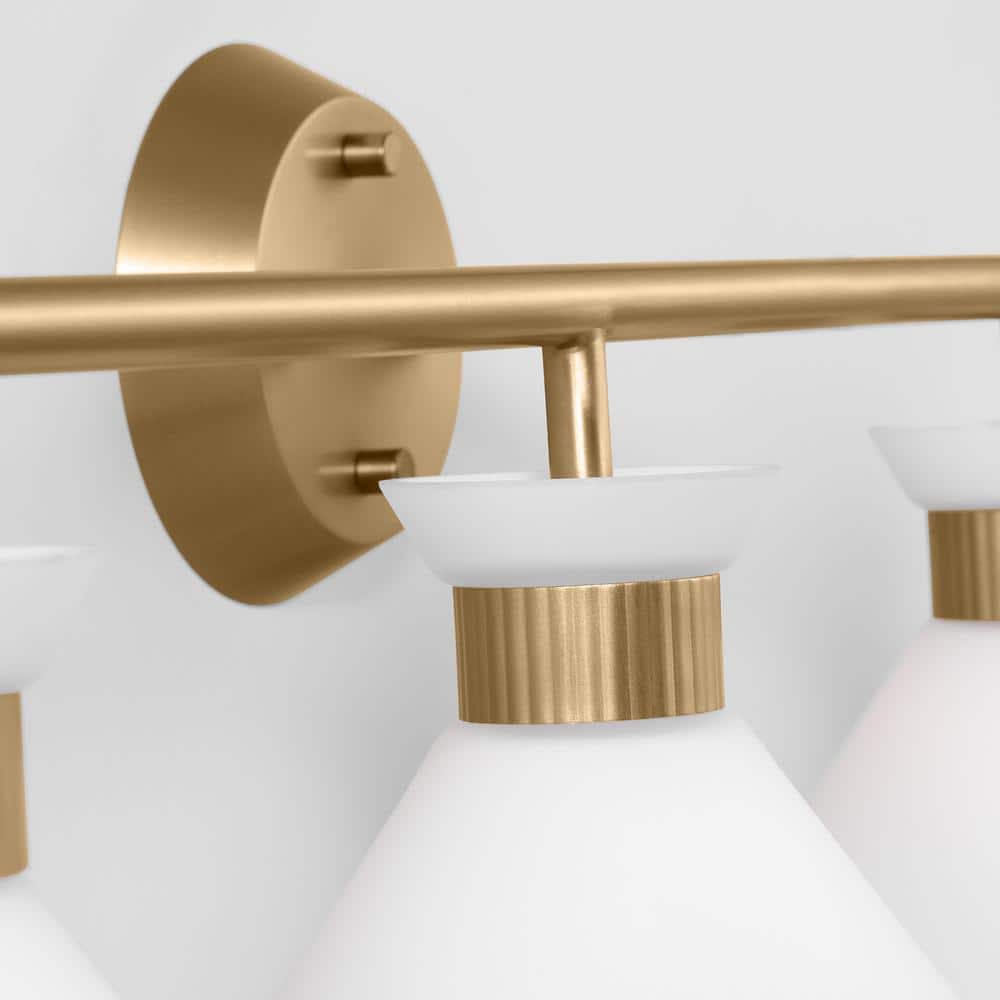 Satin Brass and Etched Glass 4-Light Vanity Fixture