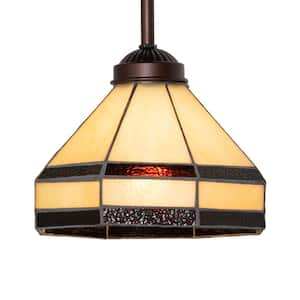 Topridge 60-Watt 1 Light Mahogany Bronze Shaded Mini Pendant Light with Stained Glass Shade, No Bulbs Included