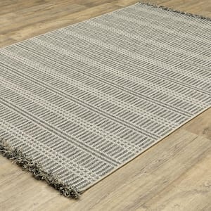 Gables Beige 3 ft. x 5 ft. Geometric Stripe Polypropylene Indoor/Outdoor Area Rug