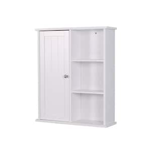 23 in. W x 7.1 in. D x 28 in. H White Barn Door Bathroom Storage Wall Cabinet with Adjustable Shelf
