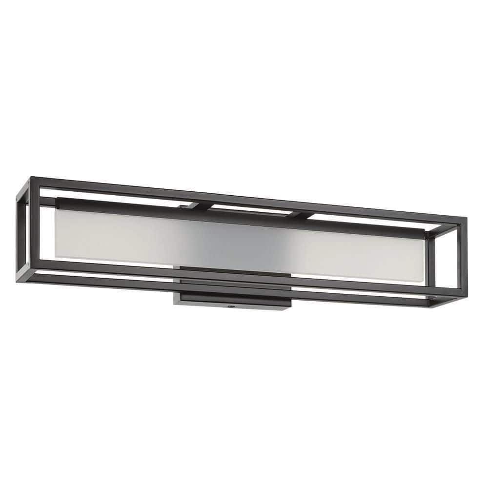 Eglo Gualajo 24 in. W x 4.5 in. H 1Light Matte Black Integrated LED Bathroom Vanity Light with