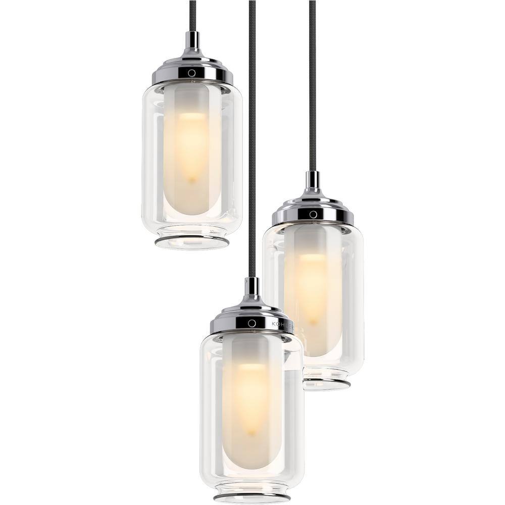 Artifacts Vintage Charm Polished Nickel & Glass Adjustable Pendant Light