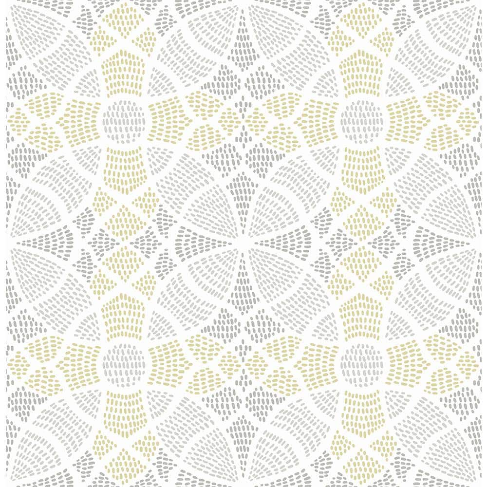 Yellow and Grey Geometric Embossed Wallpaper Roll