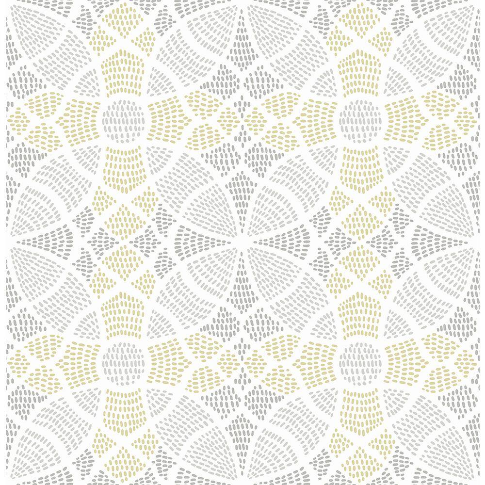 Yellow and Grey Geometric Embossed Wallpaper Roll
