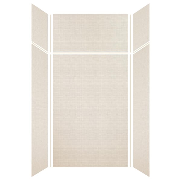 Expressions 36 in. x 48 in. x 96 in. 4-Piece Easy Up Adhesive Alcove Shower Wall Surround in Cameo