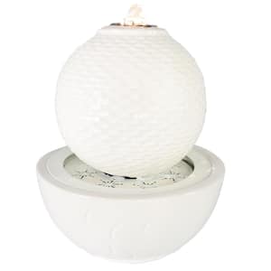Patterned Sphere Indoor Tabletop Fountain, White