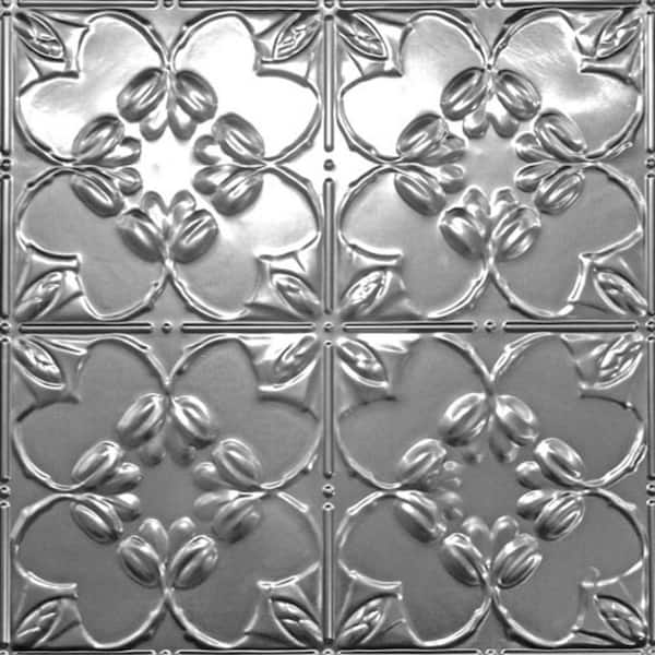 FROM PLAIN TO BEAUTIFUL IN HOURS Lilac Steel (Unfinished) 2 ft. x 2 ft. Decorative Nail Up Tin Ceiling Tile (24 sq. ft. /Case)