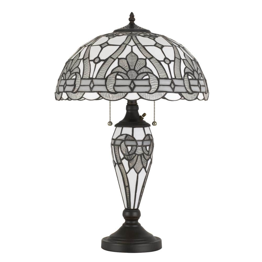 Cal Lighting Tiffany 24 5 In H Black Metal And Glass Table Lamp Bo 2943tb The Home Depot