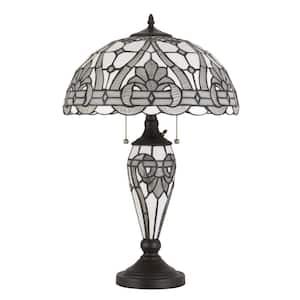 Tiffany 24.5 in. H Black Metal and Glass Table Lamp