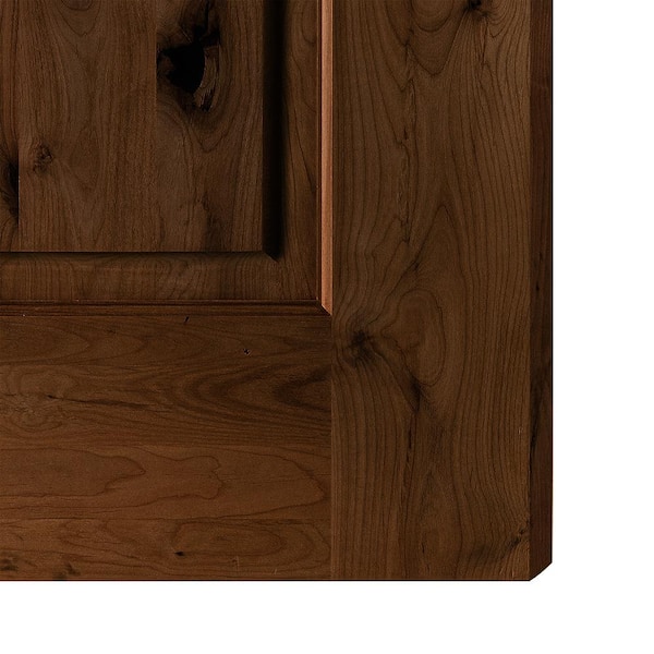 DIY RTA Kit 32in.x80in. Left-Handed 4-Lite Clear Glass Provincial Stain Knotty Alder Wood Ready To Assemble Front Door