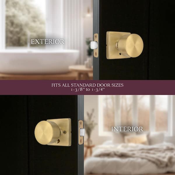 Ridgeway Brushed Gold Privacy Bed/Bath Door Knob with Square Rose