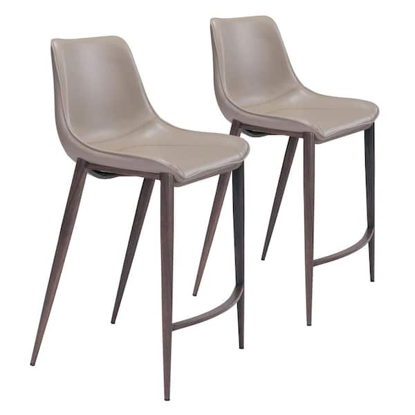 ZUO Magnus Counter Chair (Set of 2) Gray & Walnut