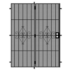 Su Casa 60 in. x 80 in. Black Projection Mount Outswing Steel Patio Security Door with Expanded Metal Screen