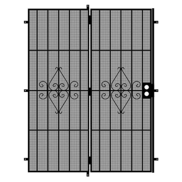 Unique Home Designs Su Casa 60 in. x 80 in. Black Projection Mount Outswing Steel Patio Security Door with Expanded Metal Screen