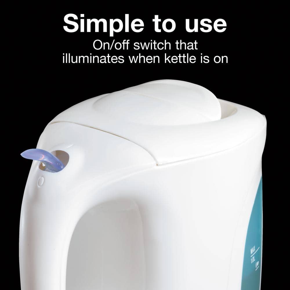 Proctor Silex 1 Liter White Electric Kettle with Auto Shutoff