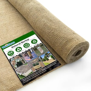 63 in. x 50 ft. Gardening Burlap Roll - Natural Burlap Fabric for Weed Barrier, Tree Wrap Burlap, Rustic Party Decor