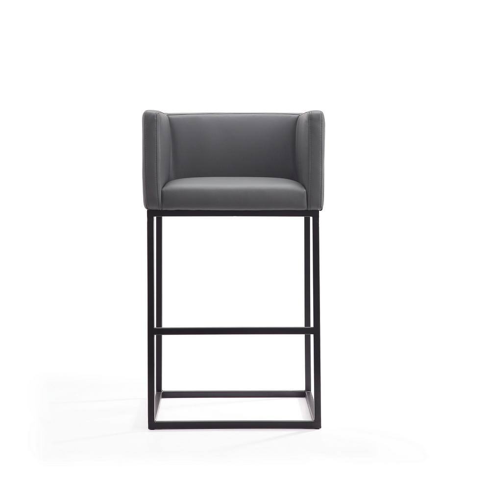 Embassy Geometric Black Steel and Grey Faux Leather Barstool Set