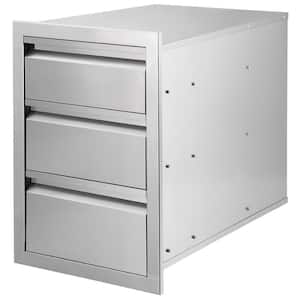 18 in. W x 20.5 in. H x 20.5 in. D Outdoor Kitchen Drawers Stainless Steel Flush Mount Triple BBQ Access Drawers